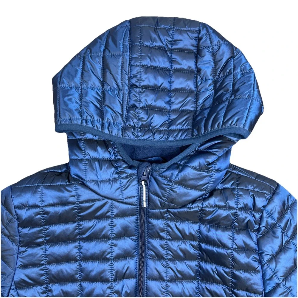 Cat &‎ Jack Youth Full Zip Hooded Fleece Quilted Puffer Jacket Glossy Blue Large